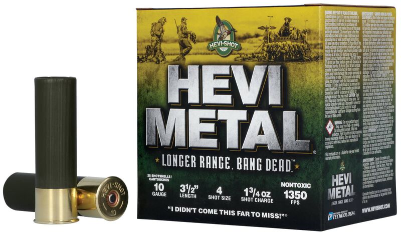 HEVI-Metal Longer Range, 10 Gauge, 4 Shot, 3-1/2 in, 1 3/4 oz, 1350 fps