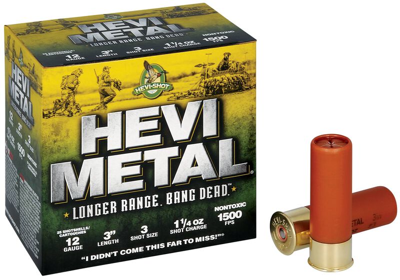 HEVI-Metal Longer Range, 12 Gauge, 3 Shot, 3 in, 1 1/4 oz, 1500 fps