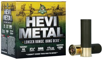 HEVI-Metal Longer Range, 10 Gauge, BBB Shot, 3-1/2 in, 1 3/4 oz, 1350 fps