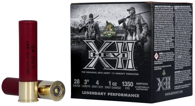 HEVI-XII, 28 Gauge, 4 Shot, 3 in, 1 oz, 1350 fps