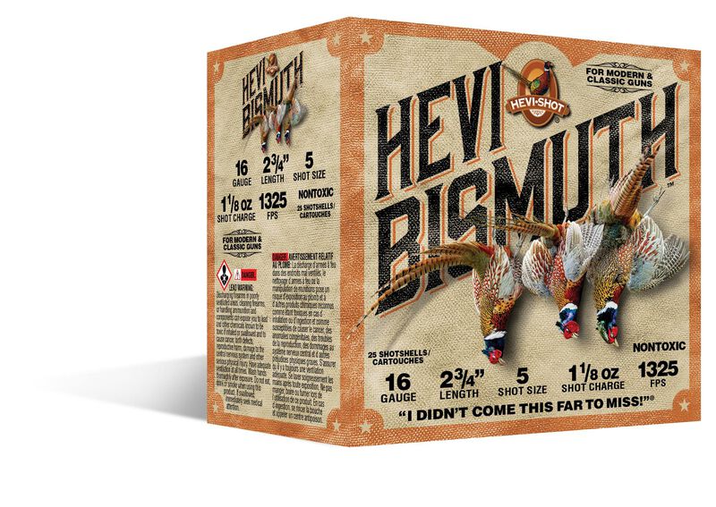 HEVI-Bismuth Upland, 16 Gauge, 5 Shot, 2-3/4 in, 1 1/8 oz, 1325 fps