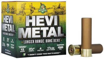 HEVI-Metal Longer Range, 12 Gauge, 4 Shot, 3-1/2 in, 1 1/2 oz, 1500 fps