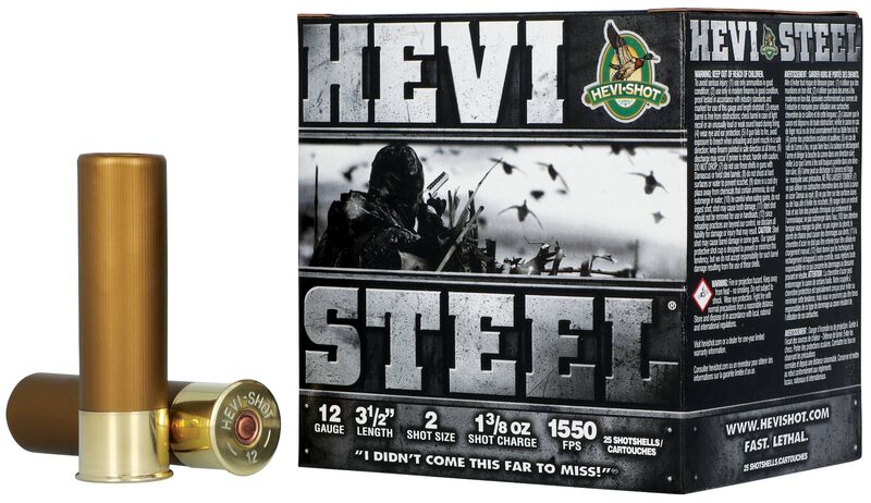 HEVI-Steel, 12 Gauge, 2 Shot, 3-1/2 in, 1 3/8 oz, 1550 fps