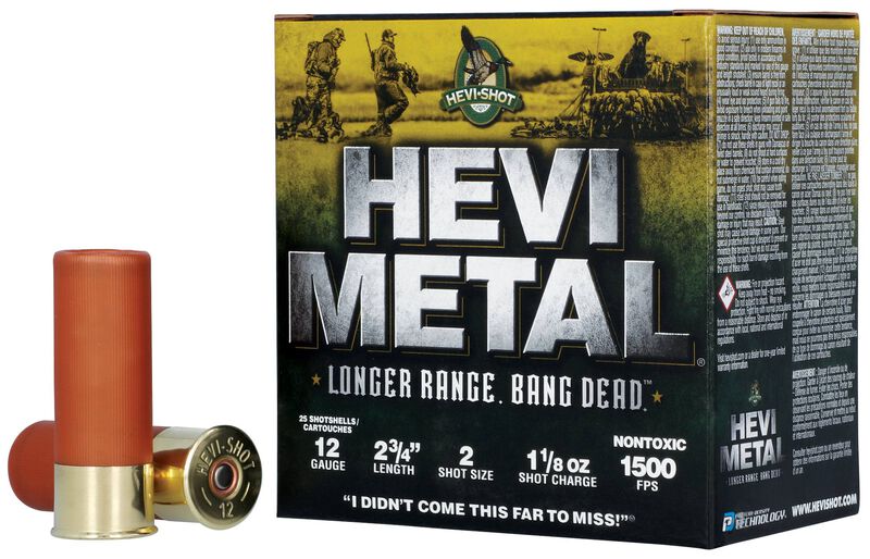 HEVI-Metal Longer Range, 12 Gauge, 2 Shot, 2-3/4 in, 1 1/8 oz, 1500 fps