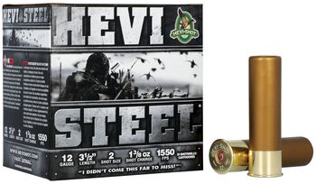 HEVI-Steel, 12 Gauge, 2 Shot, 3-1/2 in, 1 3/8 oz, 1550 fps