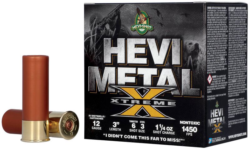 HEVI-Metal Xtreme, 12 Gauge, 3 and 6 Shot, 3 in, 1 1/4 oz, 1450 fps