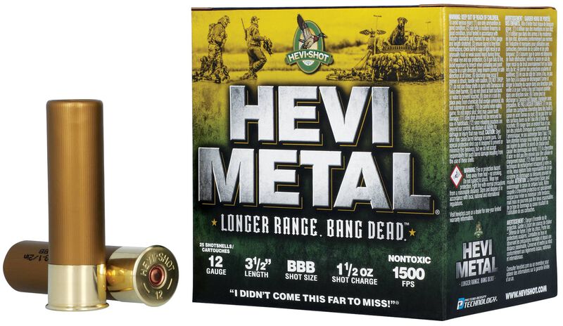HEVI-Metal Longer Range, 12 Gauge, BBB Shot, 3-1/2 in, 1 1/2 oz, 1500 fps