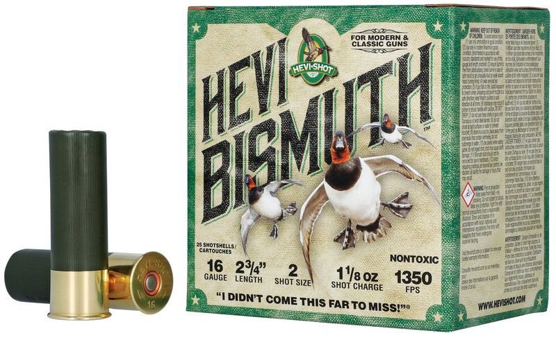 HEVI-Bismuth, 16 Gauge, 2 Shot, 2-3/4 in, 1 1/8 oz, 1350 fps