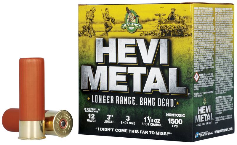 HEVI-Metal Longer Range, 12 Gauge, 3 Shot, 3 in, 1 1/4 oz, 1500 fps