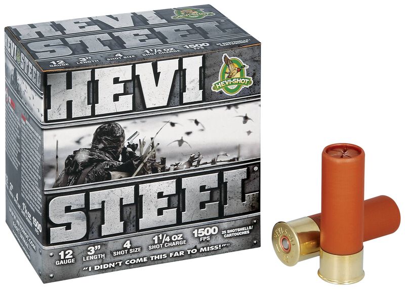 HEVI-Steel, 12 Gauge, 4 Shot, 3 in, 1 1/4 oz, 1500 fps