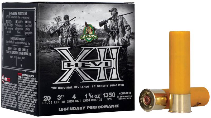 HEVI-XII, 20 Gauge, 4 Shot, 3 in, 1 1/4 oz, 1350 fps