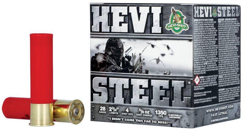 HEVI-Steel, 28 Gauge, 4 Shot, 2-3/4 in, 5/8 oz, 1350 fps