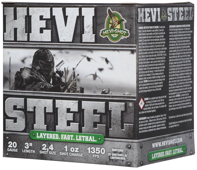 HEVI-Steel, 20 Gauge, 2 and 4 Shot, 3 in, 1 oz, 1350 fps