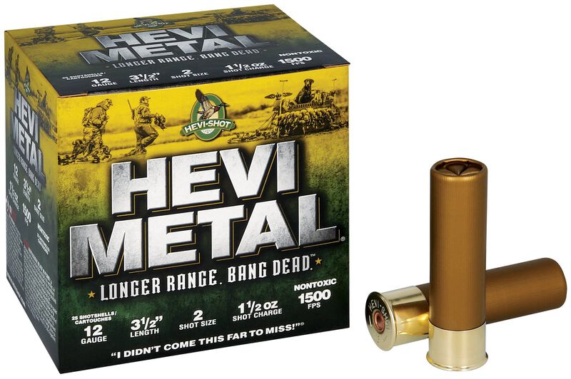 HEVI-Metal Longer Range, 12 Gauge, 2 Shot, 3-1/2 in, 1 1/2 oz, 1500 fps