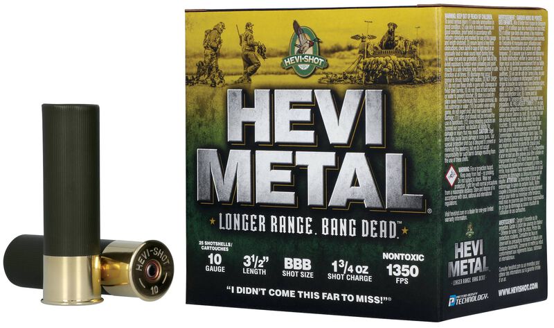 HEVI-Metal Longer Range, 10 Gauge, BBB Shot, 3-1/2 in, 1 3/4 oz, 1350 fps
