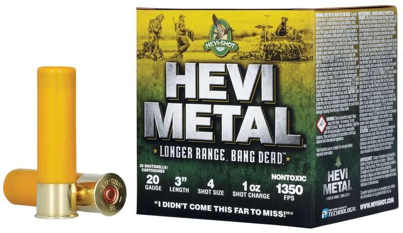HEVI-Metal Longer Range, 20 Gauge, 4 Shot, 3 in, 1 oz, 1350 fps