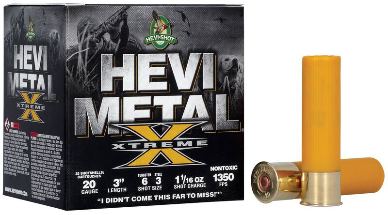 HEVI-Metal Xtreme, 20 Gauge, 3 and 6 Shot, 3 in, 1 1/16 oz, 1350 fps