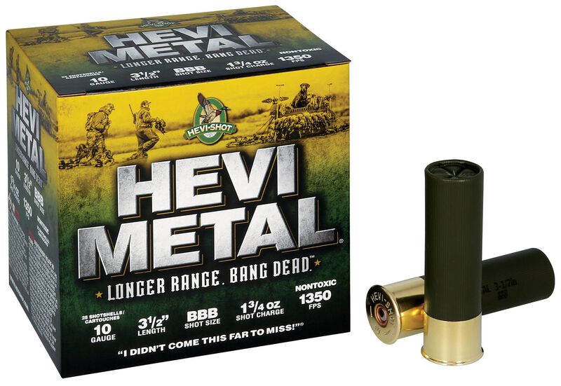 HEVI-Metal Longer Range, 10 Gauge, BBB Shot, 3-1/2 in, 1 3/4 oz, 1350 fps