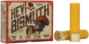 HEVI-Bismuth Turkey, 20 Gauge, 4 and 5 Shot, 3 in, 1 1/4 oz, 1300 fps