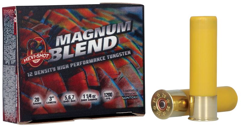 Magnum Blend, 20 Gauge, 5, 6 and 7 Shot, 3 in, 1 1/4 oz, 1200 fps 20 Gauge Ammo - 5 Shells of #5, 6 and 7 Shot Ammunition (HS567)