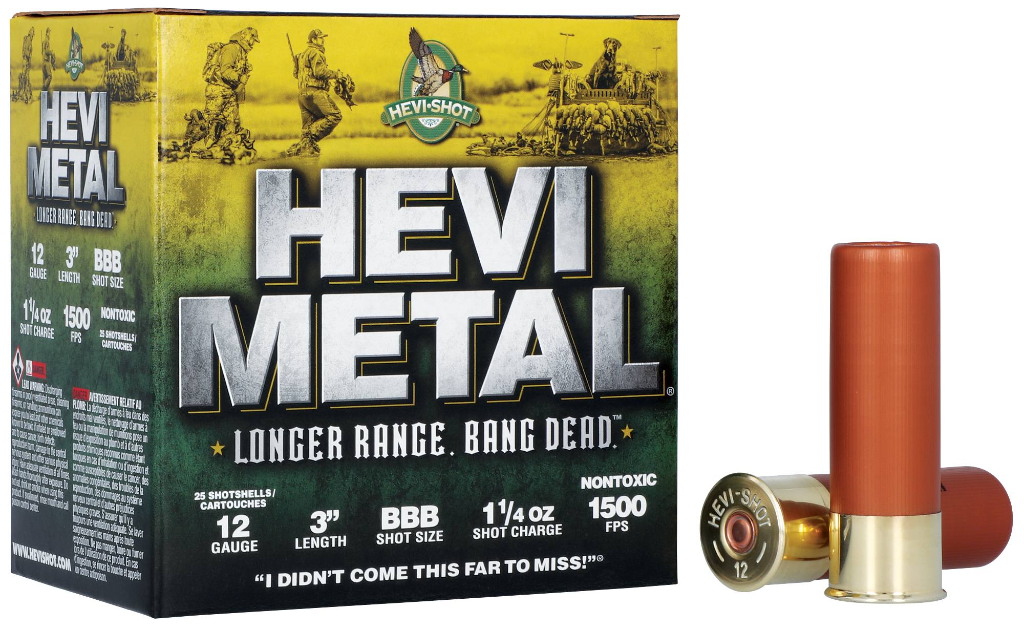 Unknown HEVI-Metal Longer Range, 12 Gauge, BBB Shot, 3 in, 1 1/4 oz, 1500 fps