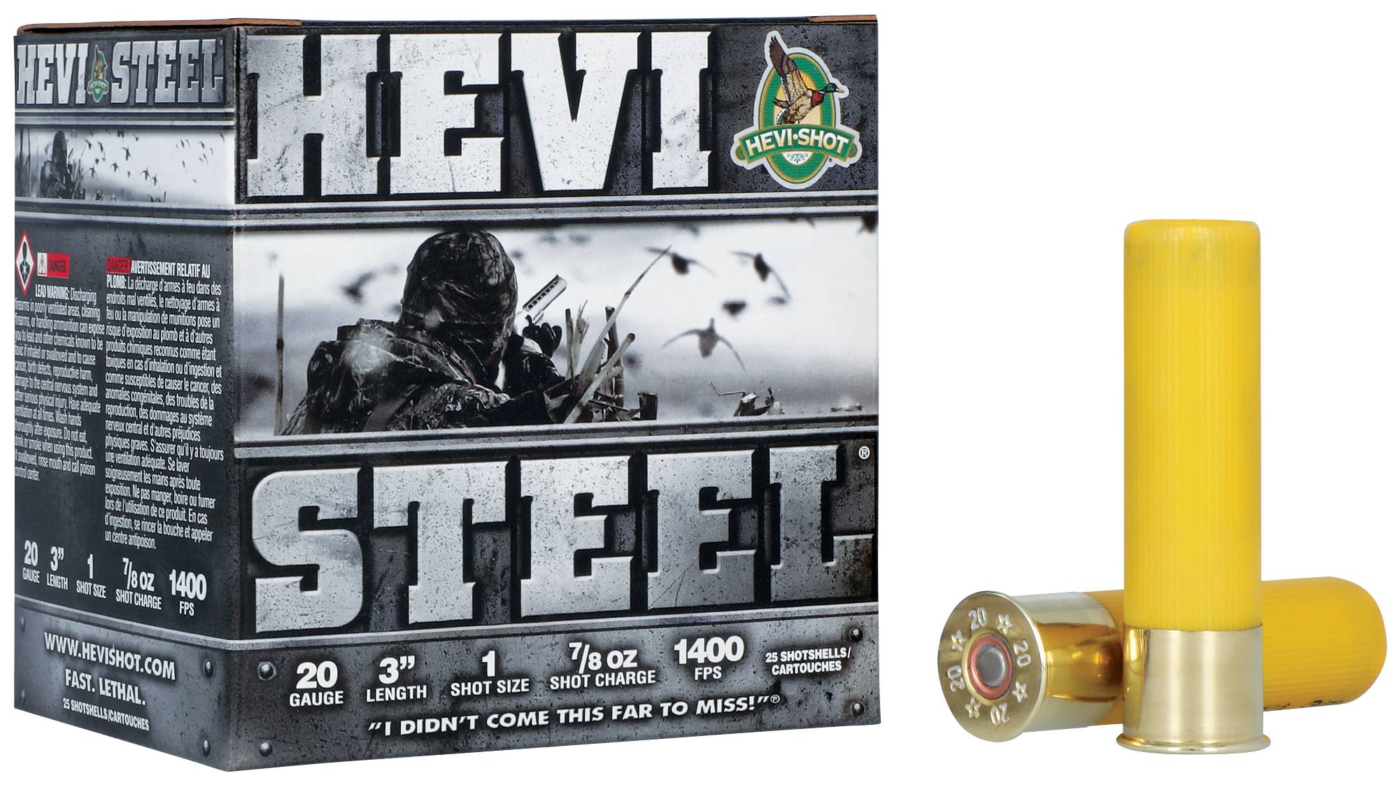 Unknown HEVI-Steel, 20 Gauge, 1 Shot, 3 in, 7/8 oz, 1400 fps