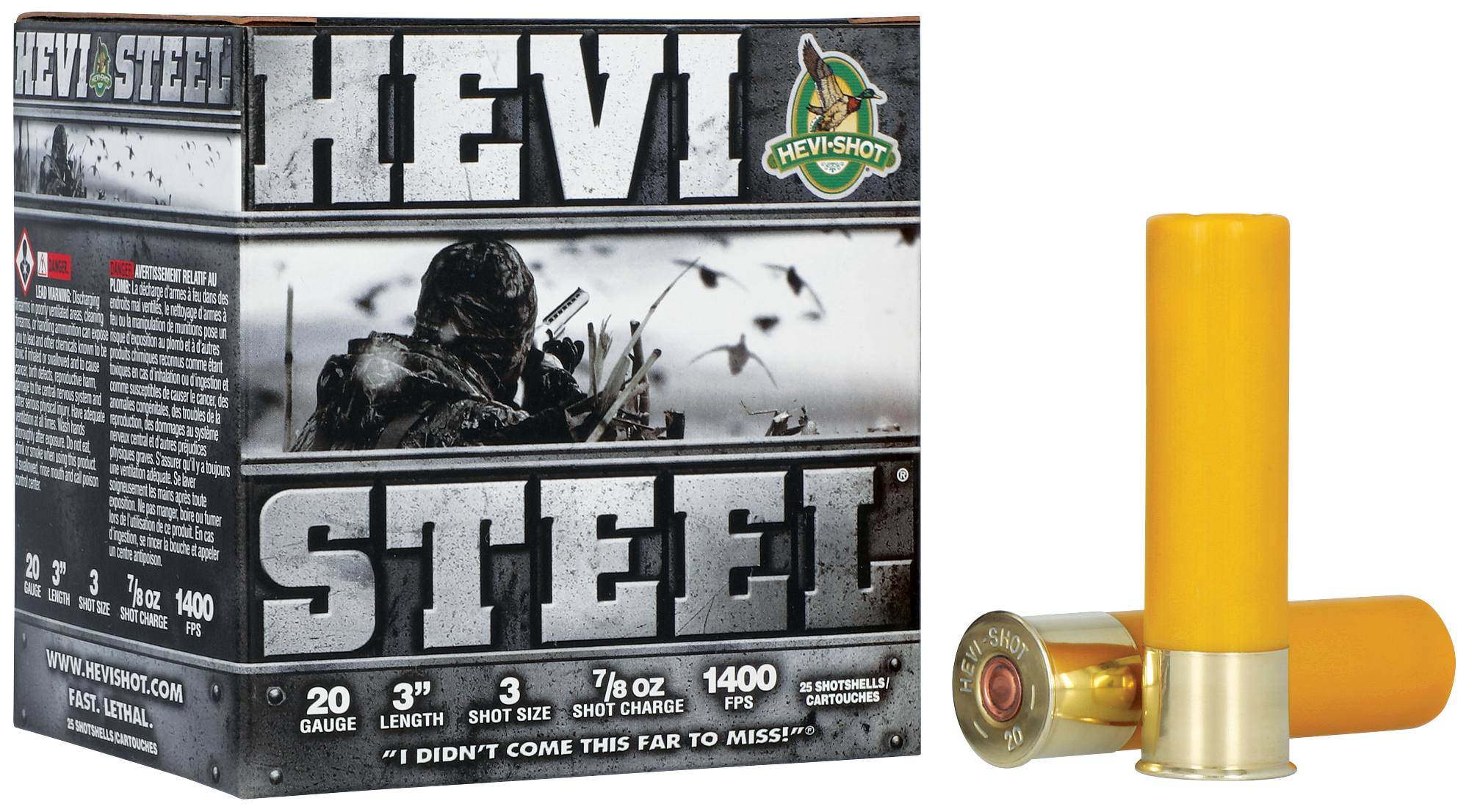 Unknown HEVI-Steel, 20 Gauge, 3 Shot, 3 in, 7/8 oz, 1400 fps