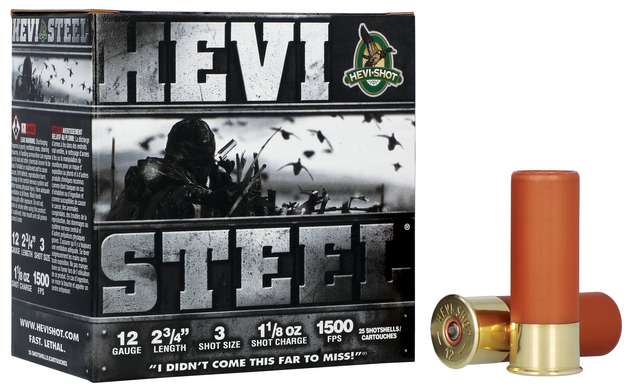 Unknown HEVI-Steel, 12 Gauge, 3 Shot, 2-3/4 in, 1 1/8 oz, 1500 fps