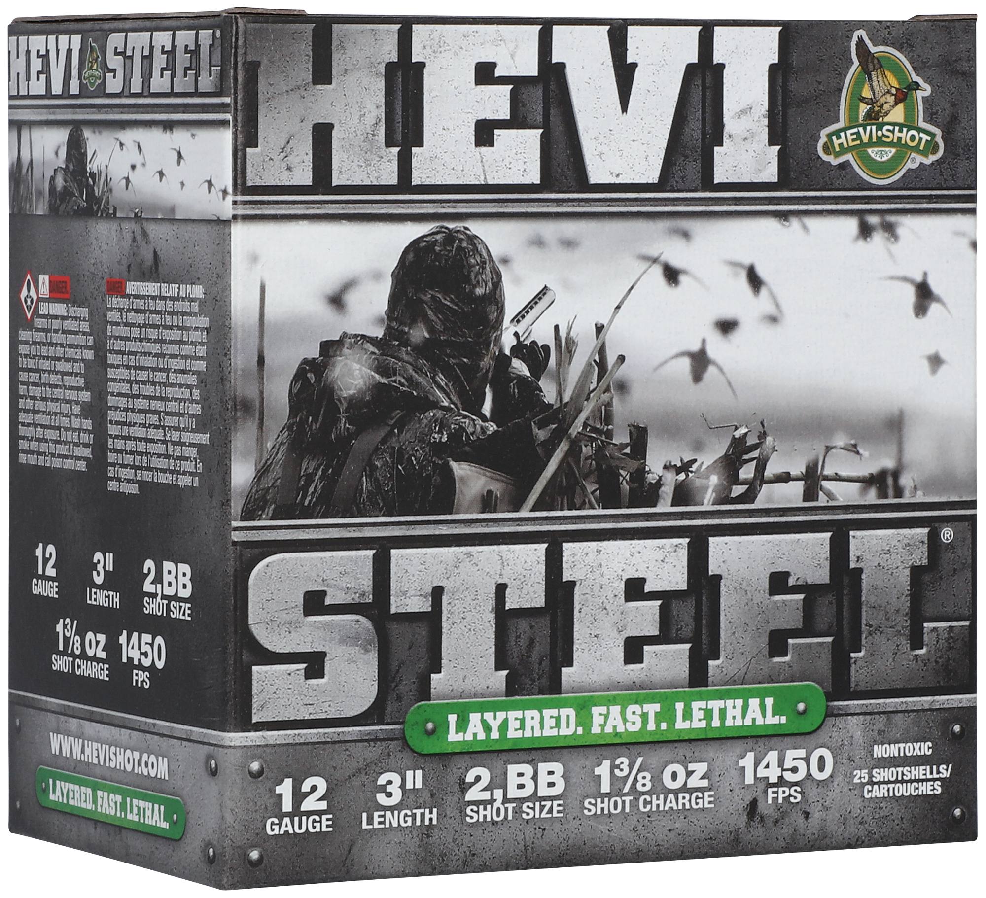 Unknown HEVI-Steel, 12 Gauge, BB and 2 Shot, 3 in, 1 3/8 oz, 1450 fps