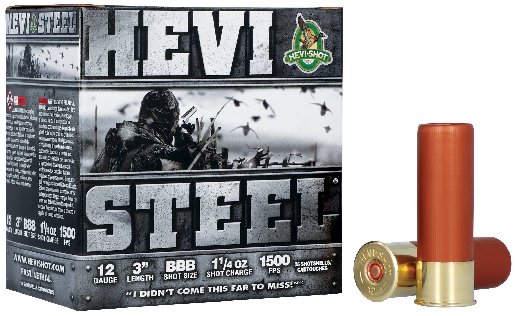 Unknown HEVI-Steel, 12 Gauge, BBB Shot, 3 in, 1 1/4 oz, 1500 fps