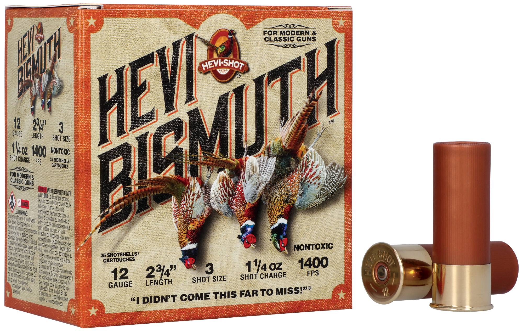 Unknown HEVI-Bismuth Upland, 12 Gauge, 3 Shot, 2-3/4 in, 1 1/4 oz, 1400 fps